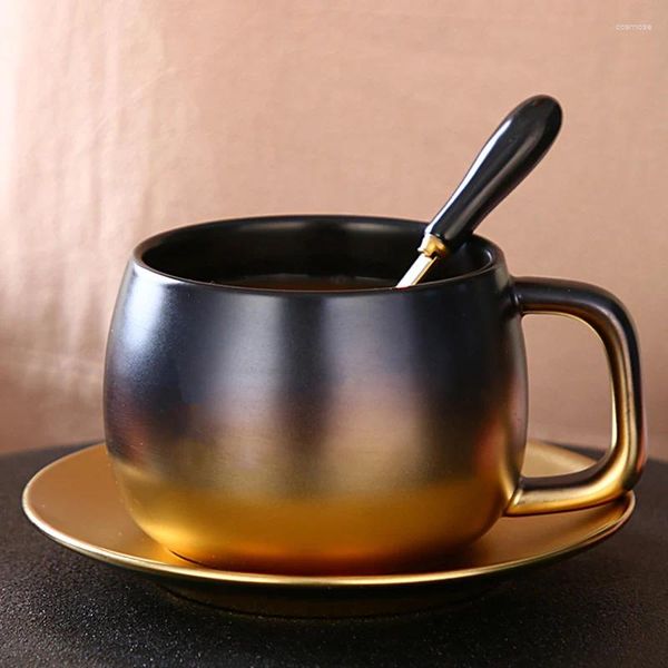 Tasses Saucers British Breakfast Coffee Coffee Tup and Saucer Luxury Office Travel Mug With Spoon Tazas Desayuno Originals Set