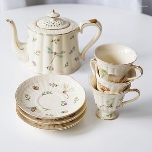 Tasses et soucoupes en céramique britannique, européenne et française, ensemble de tasses à café et plats, théière de l'après-midi, tasse à Dessert, tasse à thé, ustensiles de cuisine