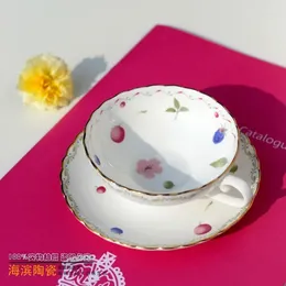 Cups Saucers keramische middag en bot China koffiekopje met bak Britse porselein drinkware set gratis SH