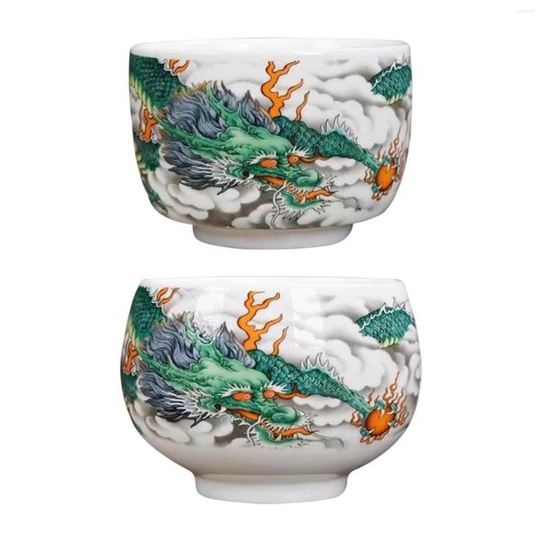 Tasses Soucoupes En Céramique Chinois Rétro Tasse À Thé À La Main Dragon En Relief Pour Amoureux