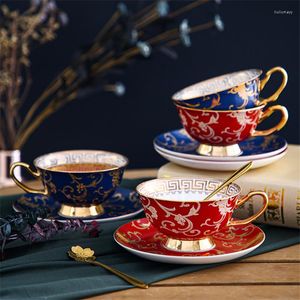 Kopjes schotels keramische koffie set bot china melkthee mokken dubbele lepel keuken drinkware verjaardag cadeautjes bruiloft geschenken doos