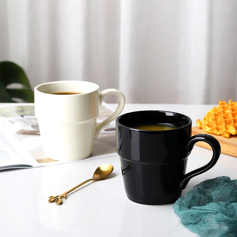 Filiżanki spodki ceramiczny europejski styl prosty miniaturowy kubek kawy stały glazurowy kubek kreatywny śniadanie o dużej pojemności mleko