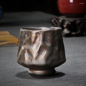 Cups Saucers keramische Japanse theekop creatief koffie -reiskantoor set handgemaakte oven retro grove aardewerkmeester