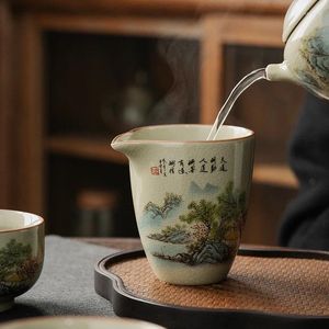 Tasses Saucers Céramique OUVERTURE DÉSCORME POTERIE FAIR Tasse chinois Thé vintage Zen Sea Tenture de thé