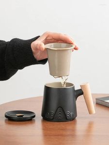 Tasses Saucers en céramique rétro Coffee tasse de bureau de bureau de bureau avec des tasses de couverture