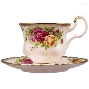 Cups Saucers Ceramics Coffee Tea Milk Oude land Rose type keukendrankjesgerei bruidsgeschenken huishoudelijke artikelen 220 ml