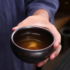 Tasses Saucers Ceramics Teacups China rétro rétro rétro à la main Jianzhan Black Glaze à thé Set Pottery Water Drinkware Box Single