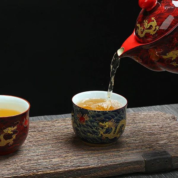 Tasses soucoupes chine tasse en céramique chinois Royal Dragon motif thé Style porcelaine ensemble café