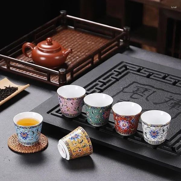 Tasses Soucoupes Chinois Belle Porcelaine vintage Insolite Céramique Glaçure Fleur Faite À La Main Tasse À Thé Accessoires Esthétique Teeware Teware Cupel