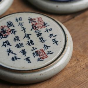 Tasses soucoupes calligraphie chinoise tasse à thé en céramique mettre des verres support de tasse de thé Vintage support pour tasse