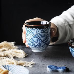 Tasses soucoupes Style rétro chinois fait à la main 80/200ml tasse en céramique peinte tasse à thé personnalité motif ondulé service à thé café H240