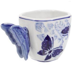 Kopjes Schoteltjes Chinese Stijl Koffiemok Theekopje Blauw Wit Porselein Keramiek Decoratief Keramiek Vlinder