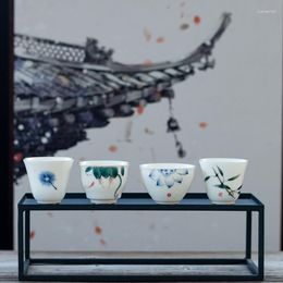 Tasses soucoupes service à thé chinois tasse 6 pièces/lot haute qualité peint à la main blanc Jade porcelaine tasse à thé Jingdezhen céramique thé
