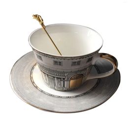 Tazas de café Cops Saucers con platillo con platillo elegante taza de té nórdico china de huesos de oro retro agua (no contiene una cuchara)