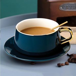Tasses Saucers Coffee tasse thé céramique petit ensemble or bord os oson dîner box de boisson haute qualité