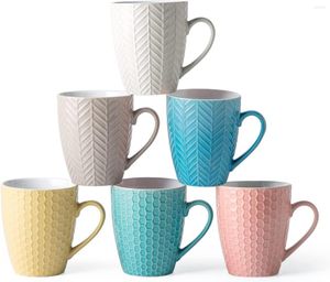 Ensemble de tasses à café colorées, soucoupes en céramique avec motifs multiples en relief, pour toute cuisine, cadeau pour femmes, hommes, maman, papa