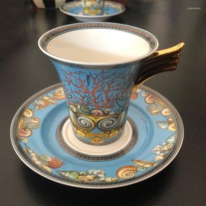Cups schotels Conch Bone China Cup met schotel Sea World Teapot Porselein Jar Sugar Pot Europe