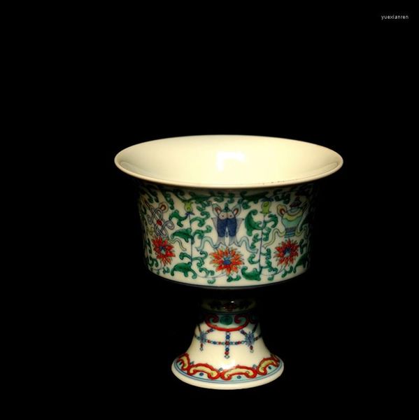 Tasses Saucers Couleurs de consultation huit trésors bol en calier en céramique peint à la main réelle porcelaine de porcelaine