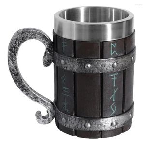Cups schotels creatieve biermok met handvat Oktoberfest gesimuleerde houten vathars viking