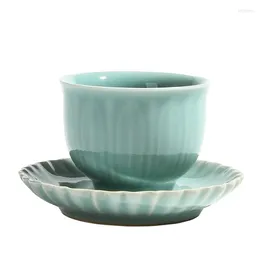 Tasses Saucers Creative Celadon Tea tasse Set Lotus Teacup Ceramic and Saucer