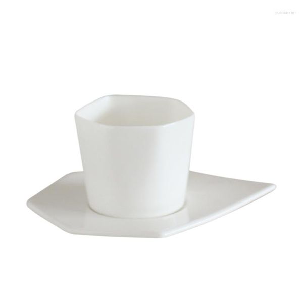 Tasses soucoupes tasse en céramique créative décor Hexagonal irrégulier thé de l'après-midi tasse à café salon bureau petit déjeuner lait décoration de la maison