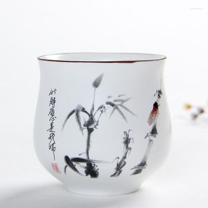 Tasses Soucoupes Creative Chine Encre Peinture Tasses À Thé 160 ml Blanc En Céramique Tasse À Eau Grande Capacité Japonais Roi Thé