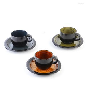 Cups Saucers Creative European Style Latte Art Ceramic Coffee Cup Vintage Gradiënt kleurgewascircl en schotelsets