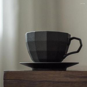 Kopjes schotels creatief porselein koffiekop set witte maat bot china keramiek thee zwart geschenkdoos tazas de café teaware