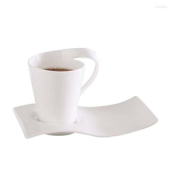 Tasses soucoupes créatives tasse à expresso en céramique maison petit déjeuner Dessert lait tasse porcelaine blanche café Couple cadeau décor moderne