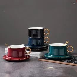 Cups Saucers Cup and Saucer Set 280 ml Afternoon Tea Mokken Coffee Tray Drinkware Xicaras Para Cha Porcelana Kit Coffeeware