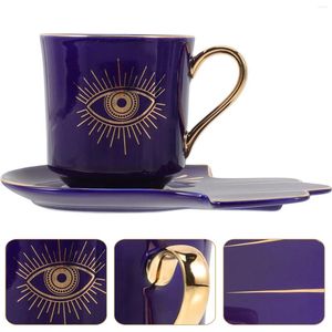 Tasses Saucers tasse de café tasse en céramique oculaires tasses thé en porcelaine divorante expresso yeux turcs dieu amulette latte style de boisson