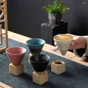 Kopjes Schoteltjes Kop Aardewerk Latte Huishoudelijk Trek Thee Bloem Creatief Conische Mok Porselein Koffie Ruw Retro Keramiek Japans