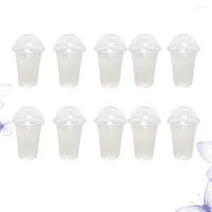 Cups Saucers Cup met deksel voor smoothie wegwerp Dessert Party Plastic Clear Take Deksels