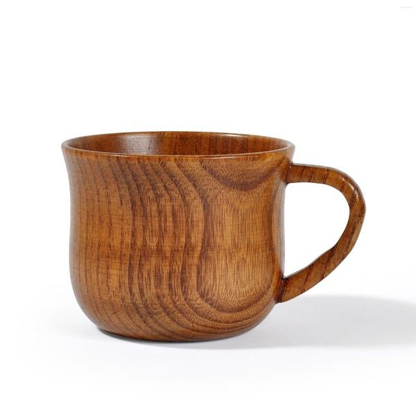 Tasses soucoupes tasse en bois Vintage grain de bois bord café respectueux de l'environnement avec poignée