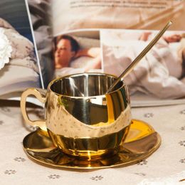 Kopjes schotels dubbele laag 304 roestvrijstalen koffiekopje en gouden zilveren espresso mok theekop ontwerp tazas de café huis drinken