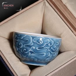 Tasses Soucoupes En Relief Nuages Bleu Tasse À Thé Master Cup Céramique Unique Classique Rétro 90ml Tazas