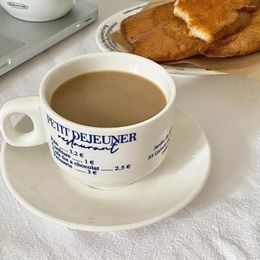 Kopjes schotels Engelse letters eenvoudige keramische ontbijtbeker coffees set bord mok