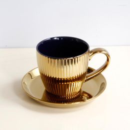 Tassen Untertassen Espresso Keramik Tasse Und Untertasse Latte Elegante Kaffee Ästhetische Goldene Keramik Tasse Nachmittagstee Set YY50CS