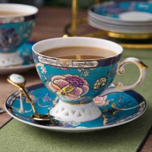 Cups Saucers Europa Ceramic Mug Top-grade porselein thee Cup Café Party Drinkware Bone China Coffee Saucer Lepel Set