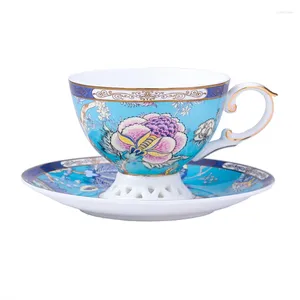 Cups Saucers European Bone China Coffee Cup Vintage Espresso Cappuccino Mok en Saucer Set Tazza Colazione Drinkware 50BD