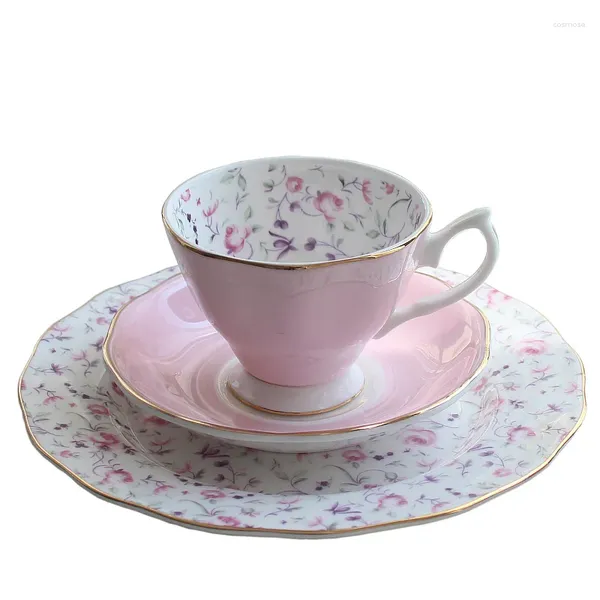 Cumas de tazas Café europeas de la taza de café china inglesa té de té rojo tetera juego de tetera linda cerámica rosa