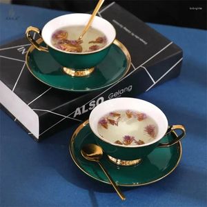 Tasses Saucers European Creramic Creative Glaze Glaze Coffee tasse avec soucoupe et cuillère Set Porcelaine Simple Luxury Afternoon Tea Drinkware