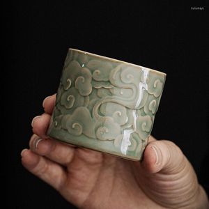 Tasses soucoupes tasse en céramique européenne peinte à la main en relief nuages de bon augure décor tasse d'eau table basse bureau tasses à thé maison moderne