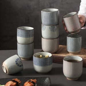 Tasses soucoupes tasse à thé en céramique européenne rayures dessinées à la main Table basse décorative tasse principale maison moderne salon bureau verre à eau