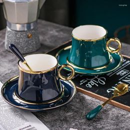 Tasses soucoupes tasse européenne petit luxe Simple tasse à café en céramique peinte dorée thé de chou-fleur méditerranéen vaisselle italienne