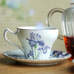 Tasses Saucers tasse de café en porcelaine européenne avec plaque de fleur de fleur Eco Bubble Bubble Camping Tazas Origines Tasse de thé