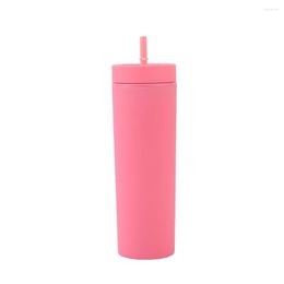 Kopjes Schotels Mode 16oz Plastic Stro Cup Buitensporten Waterfles Begeleidende Koffie Draagbare Recht Voor Mannen En Vrouwen