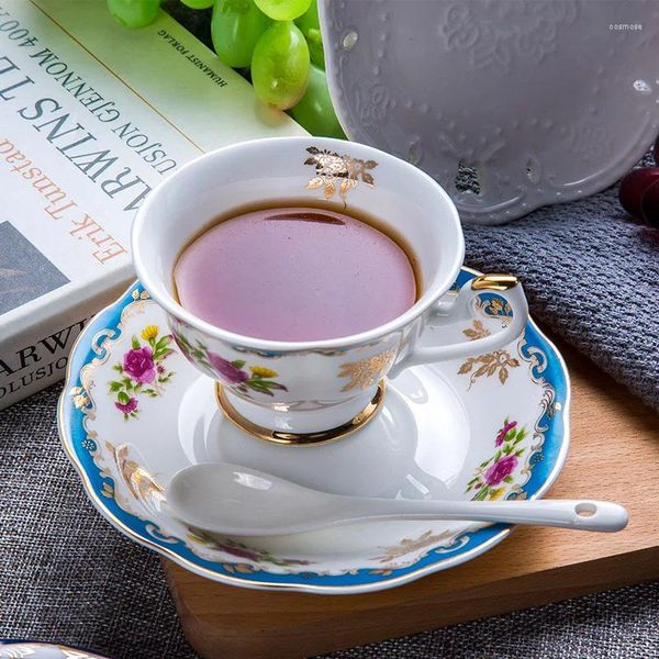 Tasses Saucers Fine Os Bone China Coffee Tup Tupts White Rose Ceramic Tea et British Office Teacup Royal Porcelain Beau cadeau