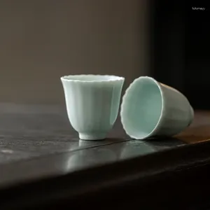 Tasses soucoupes fleur bouche tasse à thé maître sculpté Kui porcelaine blanche en céramique ménage unique
