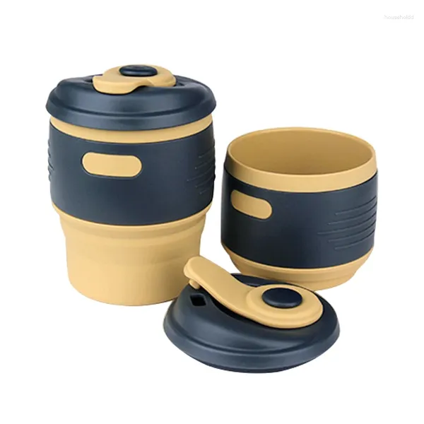 Tasses Saucers Pliaged Water Container Silicone Travel Coffee tasse avec couvercle Anti-Dust Multifonctional Tea Kitchen Supplies Vaso Plegable